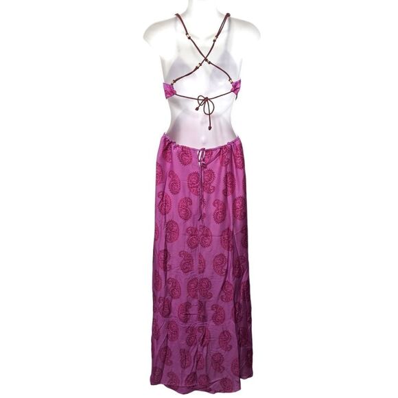 NWT VIX Leelah Cutout Open Back Paisley Dress M - Picture 8 of 13